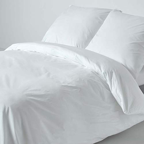HOMESCAPES Bettwäsche-Set 2-teilig Bettbezug 155 x 220 cm mit Kissenhülle 80 x 80 cm weiß 100% ägyptische Baumwolle Fadendichte 200 hochwertige Perkal-Bettwäsche von Homescapes