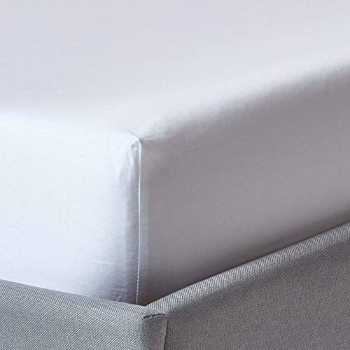 HOMESCAPES Spannbettlaken Bio-Baumwolle 90x190 cm weiß, Satin Bettlaken mit Gummizug von Homescapes