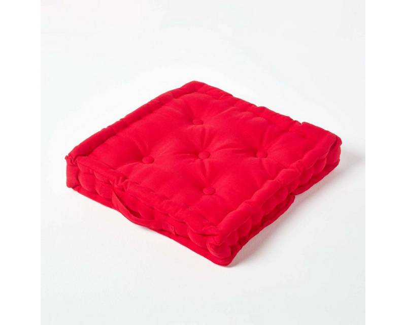 Homescapes Bodenkissen Sitzkissen unifarben rot 40 x 40 cm von Homescapes