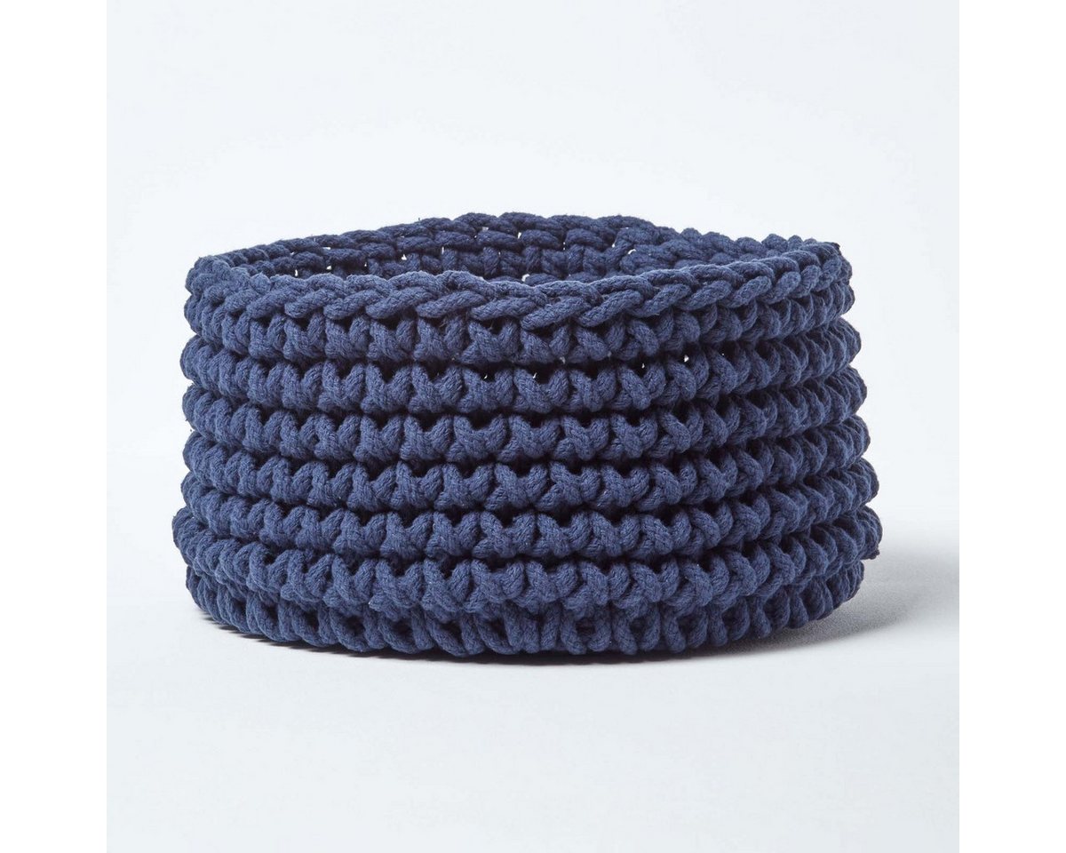 Homescapes Brotkorb Gestrickter Aufbewahrungskorb, 100% Baumwolle marineblau - 37 x 21 cm Homescapes Brotkorb Gestrickter Aufbewahrungskorb, 100% Baumwolle marineblau - 37 x 21 cm von Homescapes