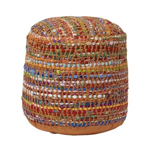Homescapes Chindi Pouf Sitzhocker Fußhocker rund Ethno Look bunt 45 cm Durchmesser 40 cm hoch von Homescapes