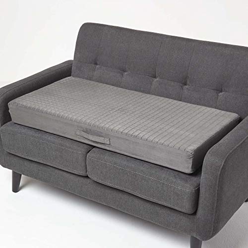 Homescapes Feste Sofa-Auflage 100x50 cm grau, 10 cm hohes Sitzkissen Velours, Sitzerhöhung orthopädischer Schaumstoff von Homescapes