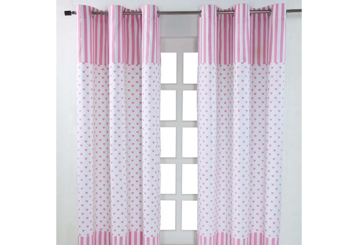 Homescapes Gardine Gardinen Herzen rosa weiß 2er Set 137 x 117 cm von Homescapes