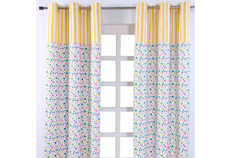 Homescapes Gardine Gardinen Polka Dots & Streifen bunt 2er Set 137 x 117 cm von Homescapes