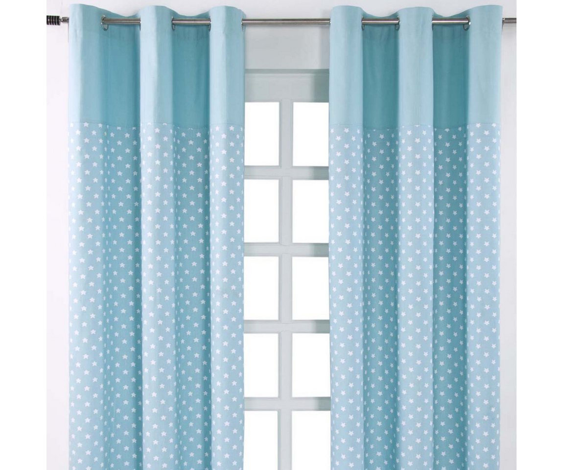 Homescapes Gardine Gardinen Sterne blau 2er Set 137 x 117 cm von Homescapes