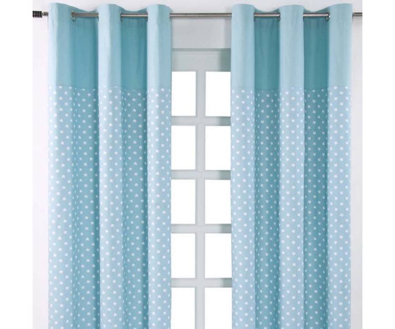 Homescapes Gardine Gardinen Sterne blau 2er Set 137 x 117 cm von Homescapes