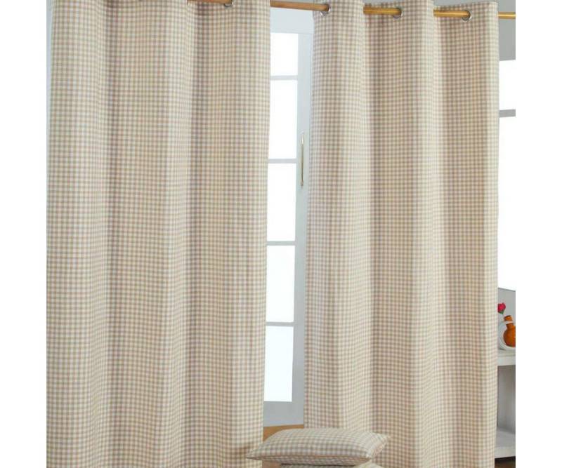 Homescapes Gardine Gardinen mit Ösen Gingham beige im 2er Set, 137 x 117 cm von Homescapes