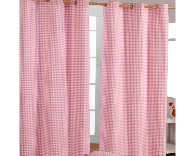 Homescapes Gardine Gardinen mit Ösen Gingham rosa im 2er Set, 137 x 117 cm von Homescapes
