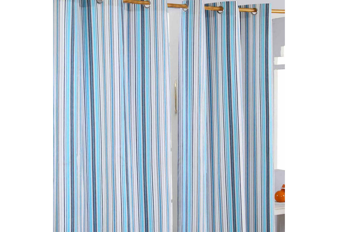 Homescapes Gardine Gardinen mit Ösen New England 2er Set 100% Baumwolle, 137x117 cm von Homescapes