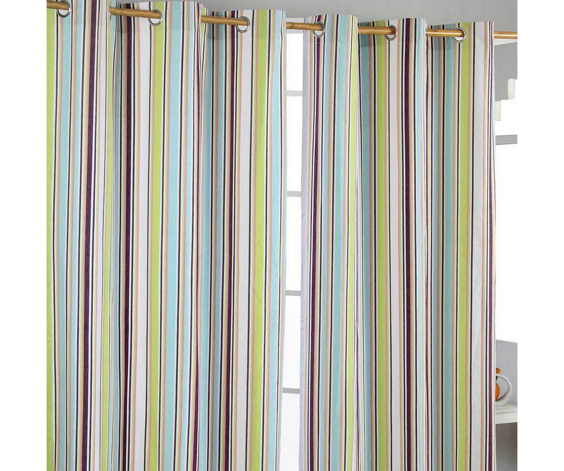 Homescapes Gardine Gardinen mit Ösen Osaka Streifen 2er Set 100% Baumwolle, 137x117 cm von Homescapes