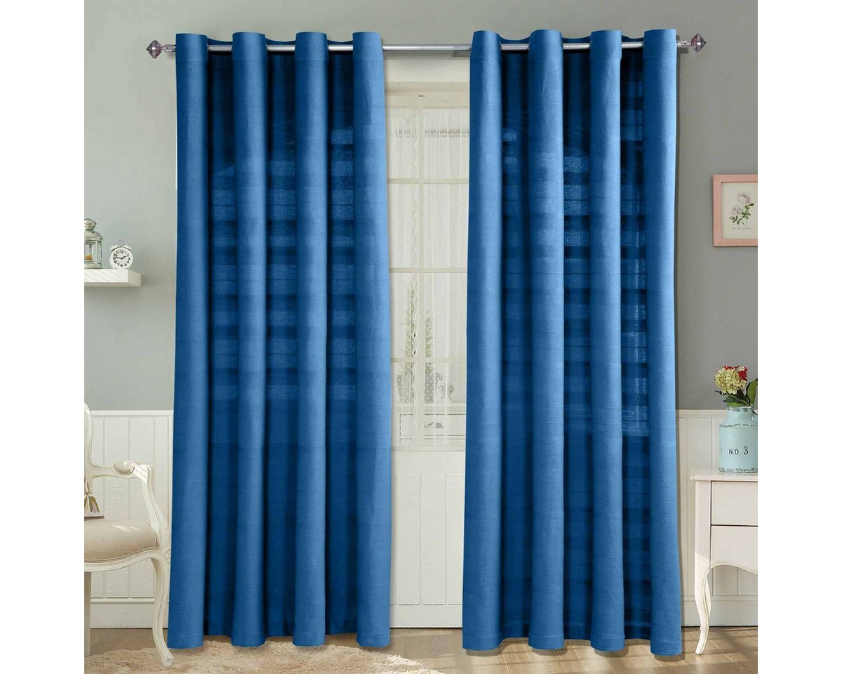 Homescapes Gardine Gardinen mit Ösen Rajput blau im 2er Set, 140 x 140 cm von Homescapes