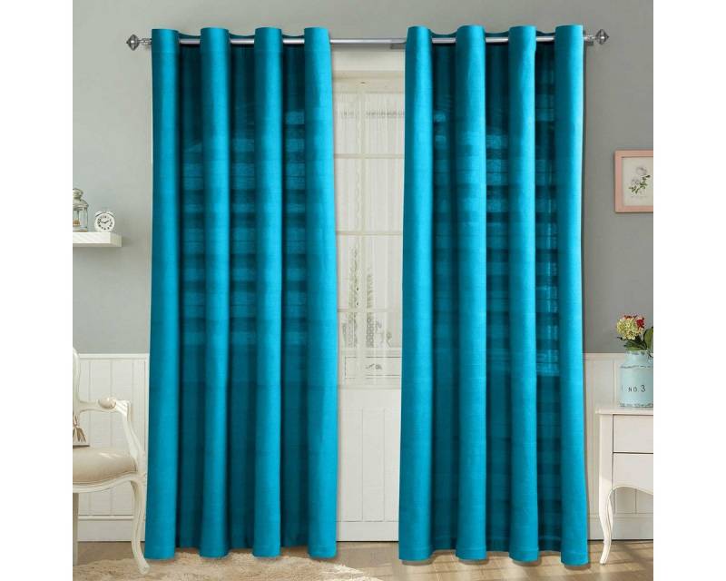 Homescapes Gardine Gardinen mit Ösen Rajput petrol 2er Set, 140 x 140 cm von Homescapes