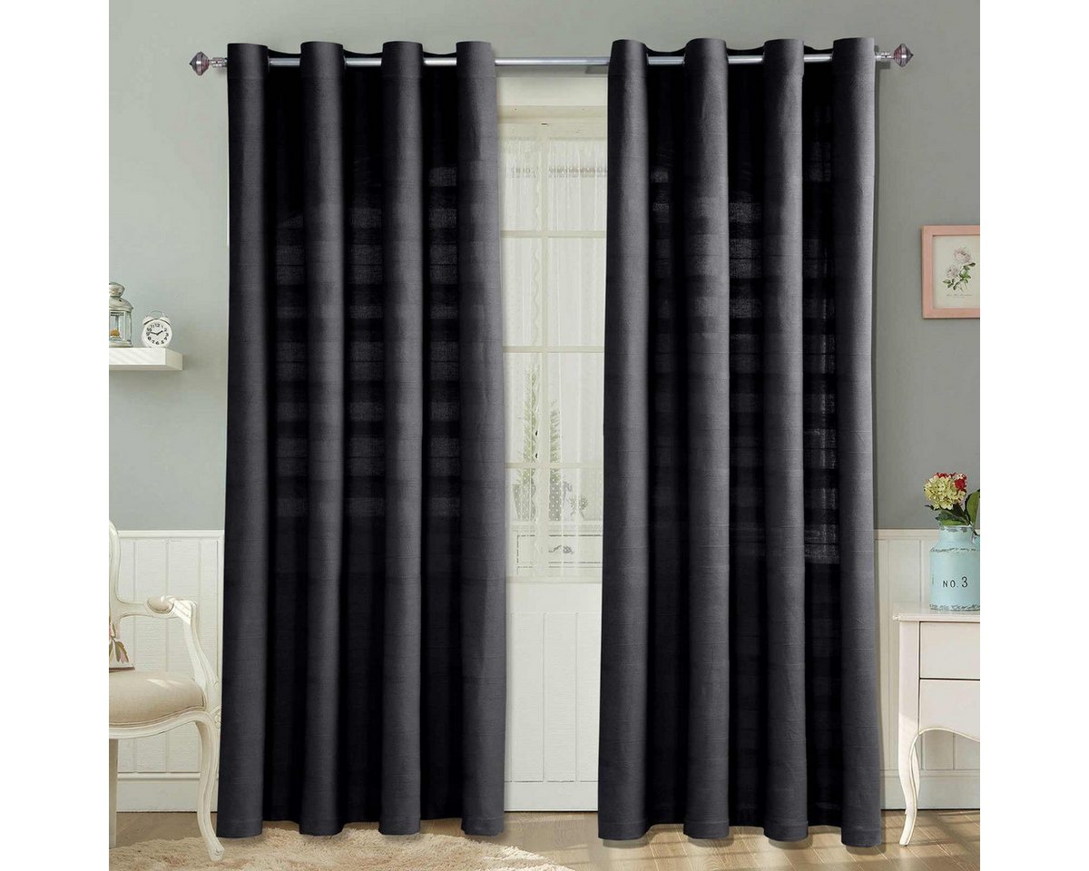 Homescapes Gardine Gardinen mit Ösen Rajput schwarz im 2er Set, 140 x 140 cm von Homescapes