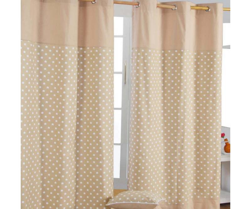 Homescapes Gardine Gardinen mit Ösen Sterne beige 2er Set 100% Baumwolle, 137x117 cm von Homescapes