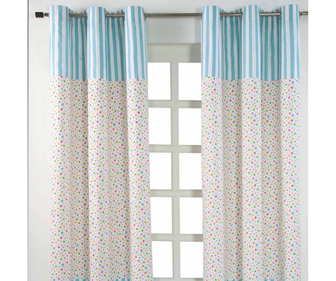 Homescapes Gardine Gardinen mit Ösen Sterne bunt 2er Set 100% Baumwolle, 137x117 cm von Homescapes