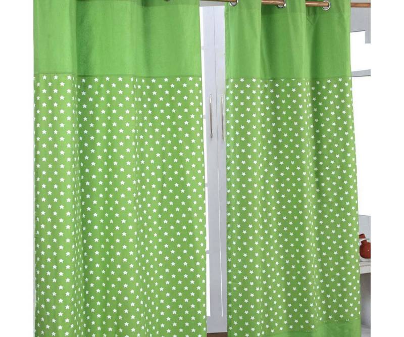 Homescapes Gardine Gardinen mit Ösen Sterne grün 2er Set 100% Baumwolle, 137x117 cm von Homescapes