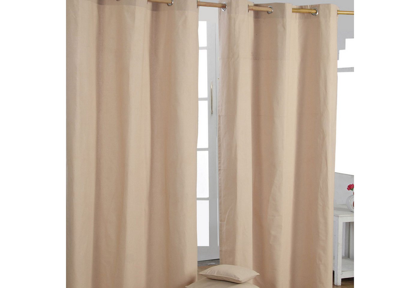 Homescapes Gardine Gardinen mit Ösen unifarben beige im 2er Set, 137 x 117 cm von Homescapes