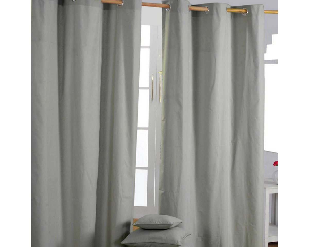 Homescapes Gardine Gardinen mit Ösen unifarben grau im 2er Set, 137 x 117 cm von Homescapes