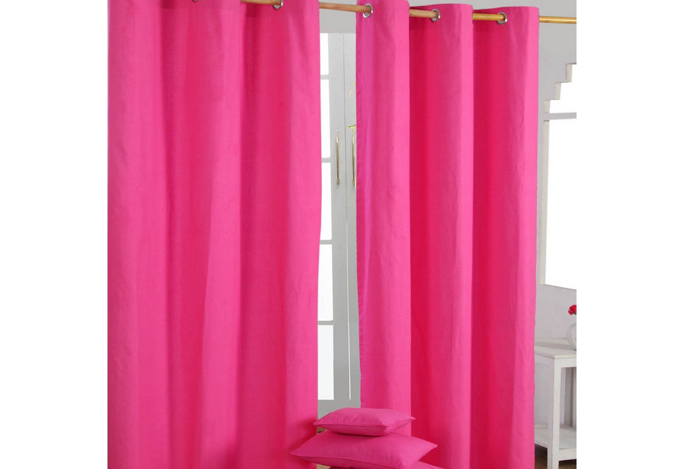 Homescapes Gardine Gardinen mit Ösen unifarben pink im 2er Set, 137 x 117 cm von Homescapes
