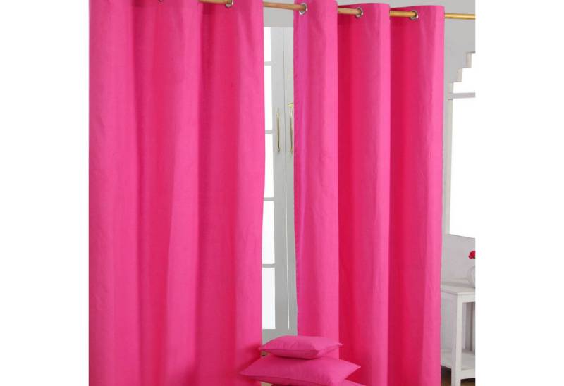 Homescapes Gardine Gardinen mit Ösen unifarben pink im 2er Set, 137 x 117 cm von Homescapes