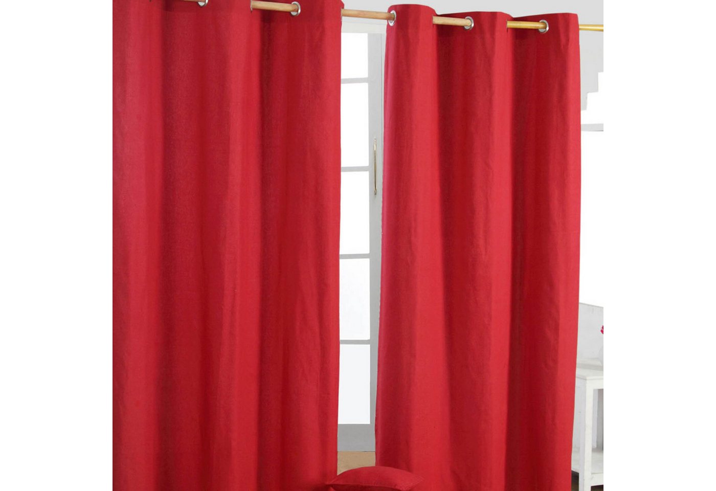 Homescapes Gardine Gardinen mit Ösen unifarben rot im 2er Set, 137 x 117 cm von Homescapes