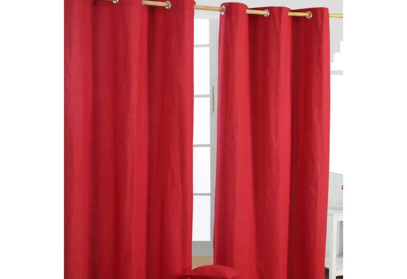 Homescapes Gardine Gardinen mit Ösen unifarben rot im 2er Set, 137 x 117 cm von Homescapes