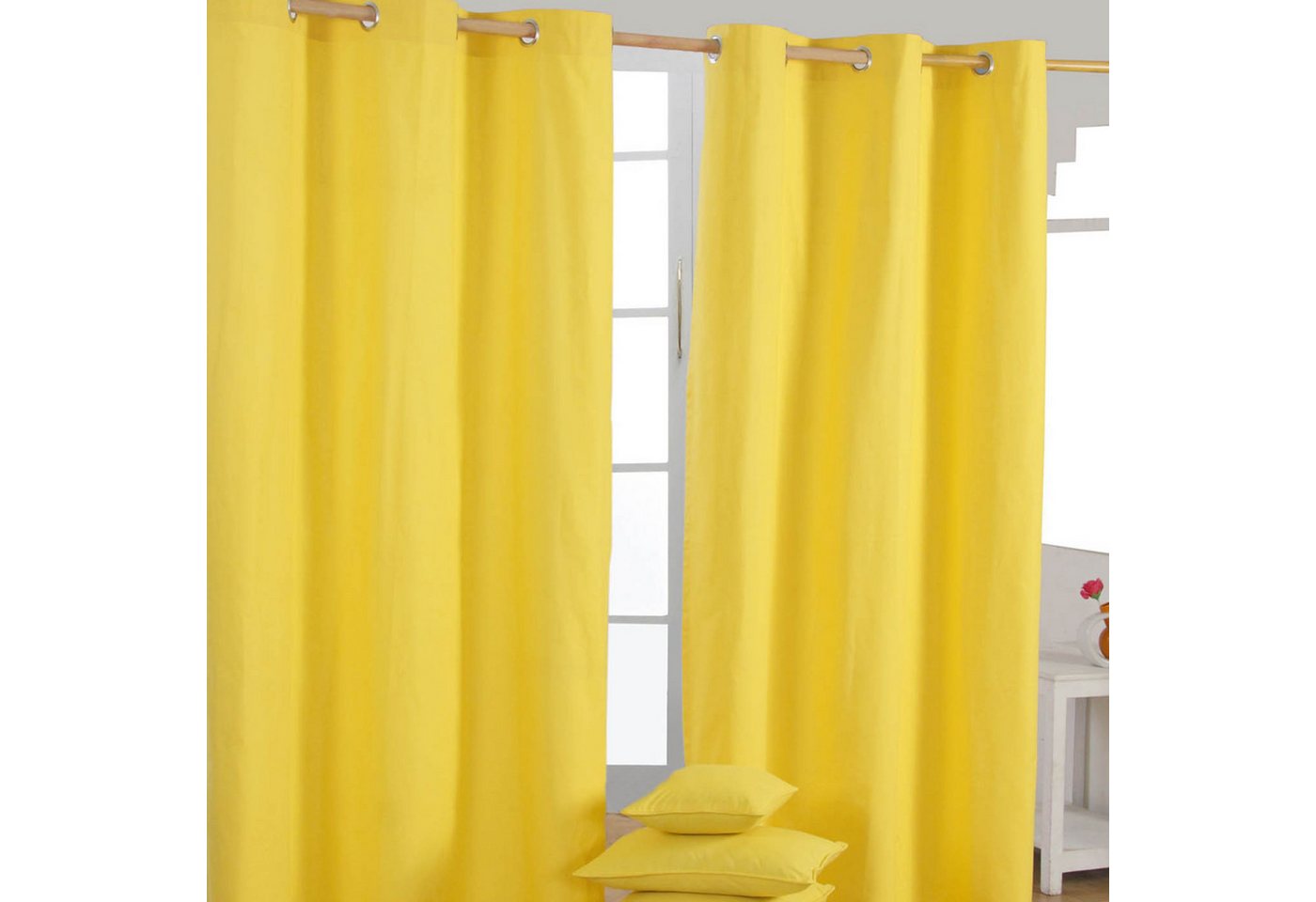Homescapes Gardine Gardinen unifarben gelb 2er Set 117 x 137 cm von Homescapes