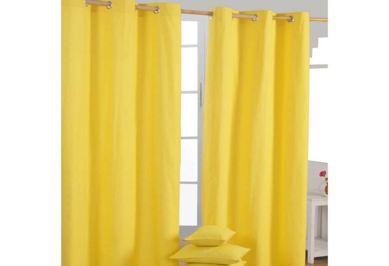 Homescapes Gardine Gardinen unifarben gelb 2er Set 117 x 137 cm von Homescapes
