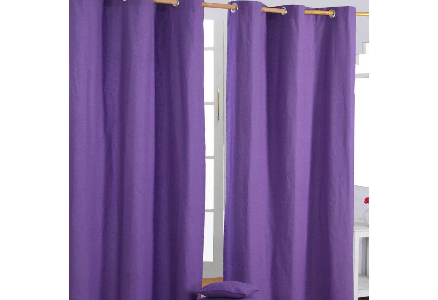 Homescapes Gardine Gardinen unifarben lila 2er Set 137 x 117 cm von Homescapes