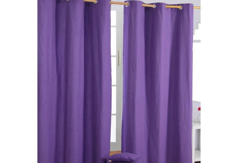 Homescapes Gardine Gardinen unifarben lila 2er Set 137 x 117 cm von Homescapes