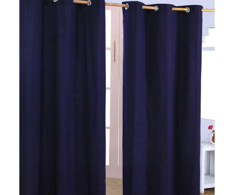 Homescapes Gardine Gardinen unifarben marine blau 2er Set 137 x 117 cm von Homescapes