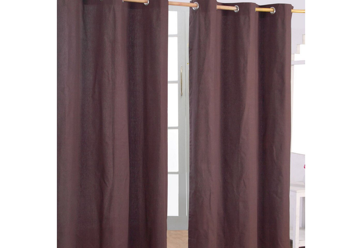 Homescapes Gardine Gardinen unifarben schokolade 2er Set 182 x 137 cm von Homescapes