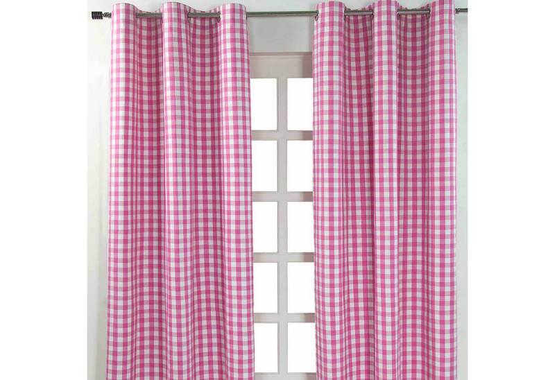 Homescapes Gardine Pink karierter Ösenvorhang im 2er Pack, B 182 cm x L 137 cm von Homescapes