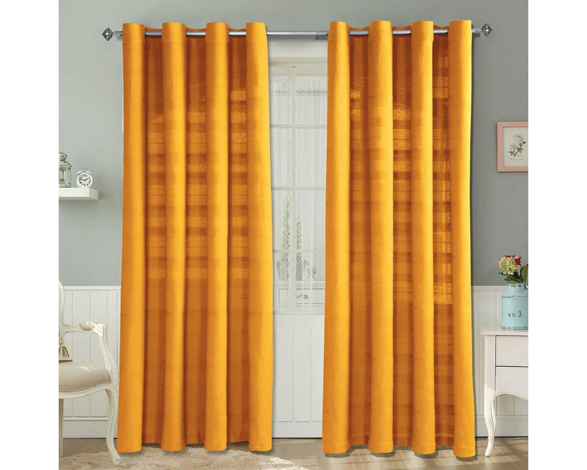 Homescapes Gardine Rajput Gardinen 2er Set aus Baumwolle, 137 x 137 cm, senfgelb von Homescapes