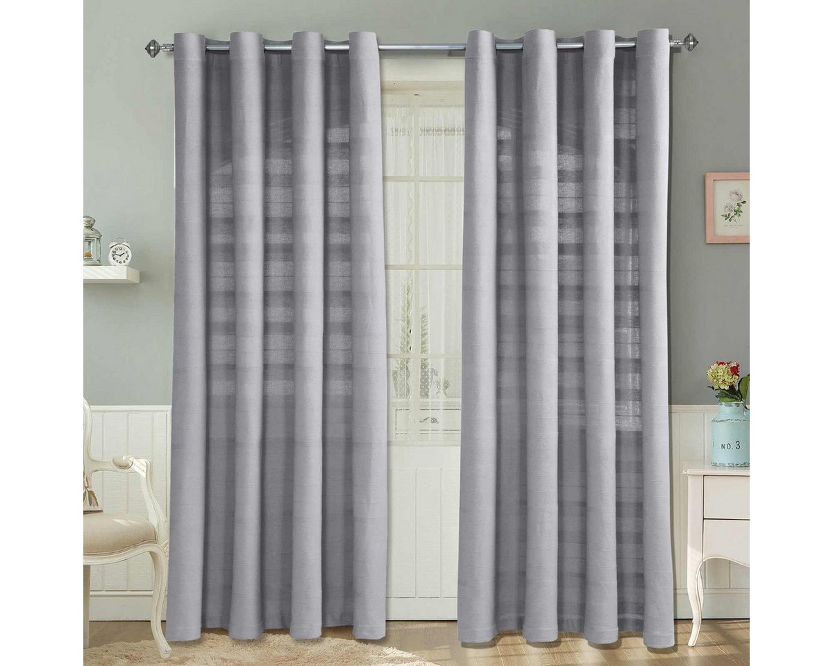 Homescapes Gardine Rajput Gardinen 2er Set aus Baumwolle, 137 x 137 cm, silbergrau von Homescapes