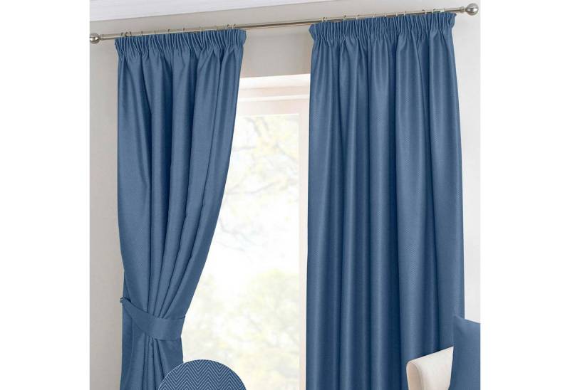 Homescapes Gardine Verdunkelungsvorhang Kräuselband Chevron blau 2 Stück 137 x 165 cm von Homescapes