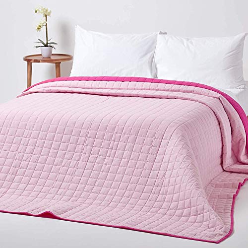 Homescapes Gesteppte Tagesdecke, pink/rosa, Bettüberwurf aus 100% Baumwolle, Wendetagesdecke, 230 x 250 cm von Homescapes