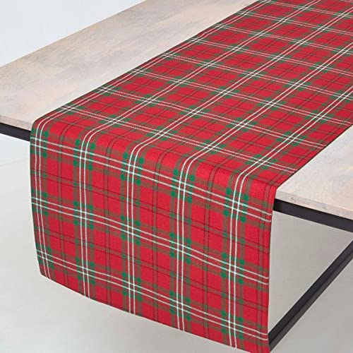 Homescapes Karierter Tischläufer, rot-grün, mit Tartan-Muster, 100% Baumwolle, Läufer für Esstisch und Küchentisch, 44 x 178 cm von Homescapes