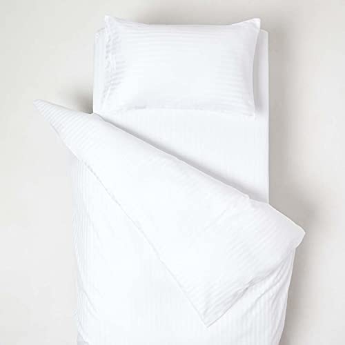 Homescapes Damast-Bettwäsche für Kinder, weiß, 1 Bettbezug 120x150 cm & 1 Kissenbezug 40x60 cm, 100% ägyptische Baumwolle von Homescapes