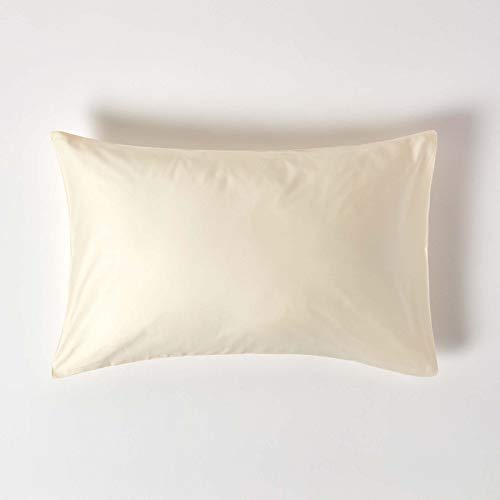 HOMESCAPES Bio-Kissenbezug 48x74 cm Creme-vanille aus 100% Bio-Baumwolle, Kissenhülle mit Hotelverschluss von Homescapes
