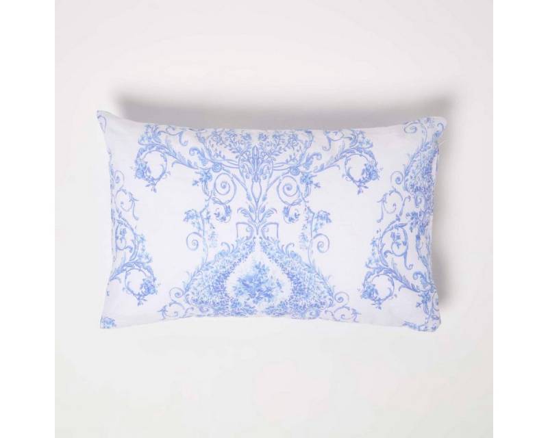 Homescapes Kissenhülle Blaues, französisches Toile-Muster rechteckiges Kissen, 50 x 30 cm von Homescapes