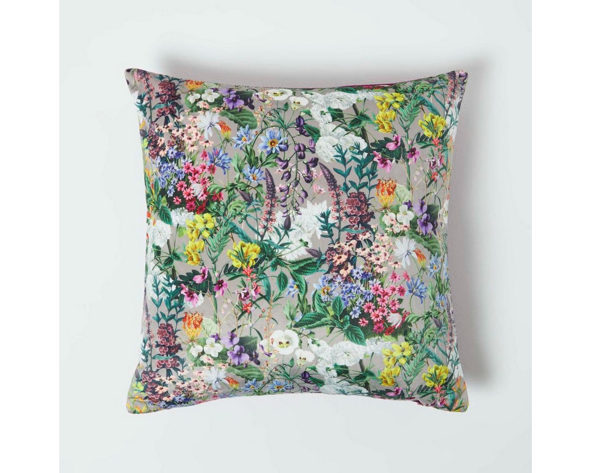 Homescapes Kissenhülle Deko-Kissenbezug mit Blumenmuster – violett, 46x46 cm Homescapes Kissenhülle Deko-Kissenbezug mit Blumenmuster – violett, 46x46 cm von Homescapes