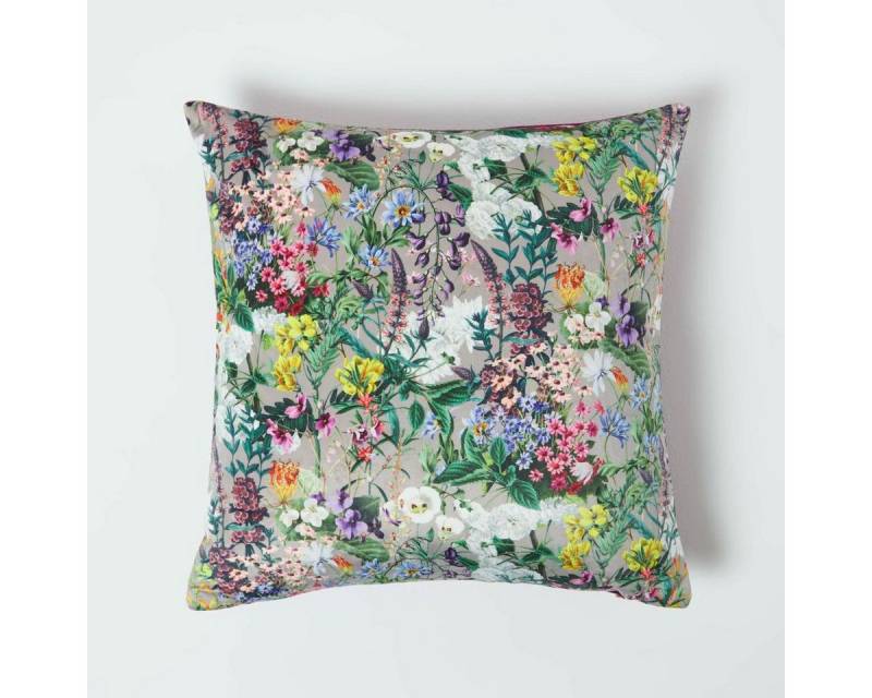 Homescapes Kissenhülle Deko-Kissenbezug mit Blumenmuster – violett, 46x46 cm von Homescapes