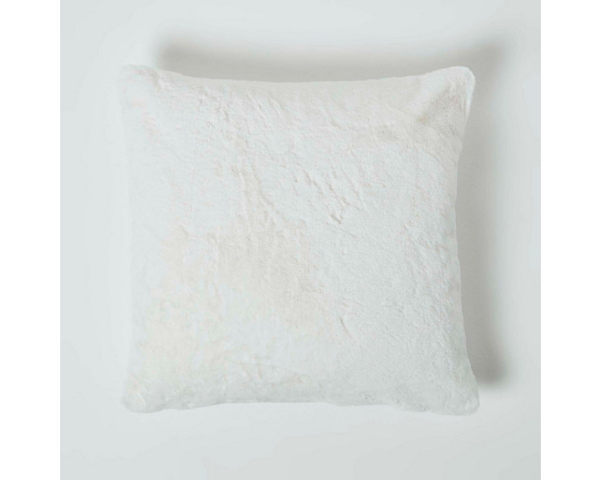 Homescapes Kissenhülle Flauschiger Kunstfell Kissen-Bezug cremeweiß 46 x 46 cm Homescapes Kissenhülle Flauschiger Kunstfell Kissen-Bezug cremeweiß 46 x 46 cm von Homescapes