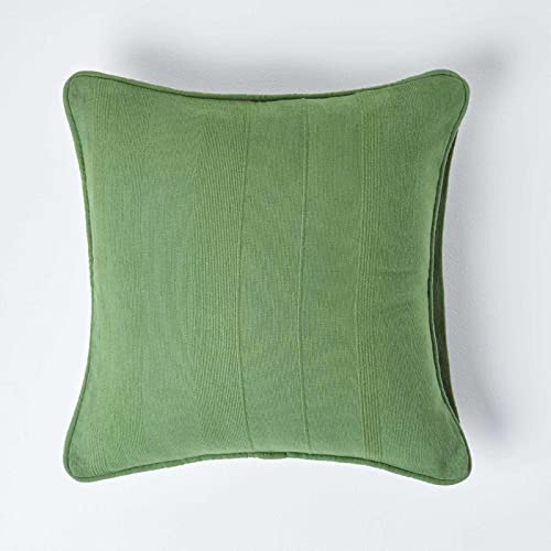 Homescapes Kissenhülle Rajput, olivgrüner Zierkissenbezug 45 x 45 cm für Dekokissen und Sofakissen aus 100% Baumwolle mit Reißverschluss, grün von Homescapes