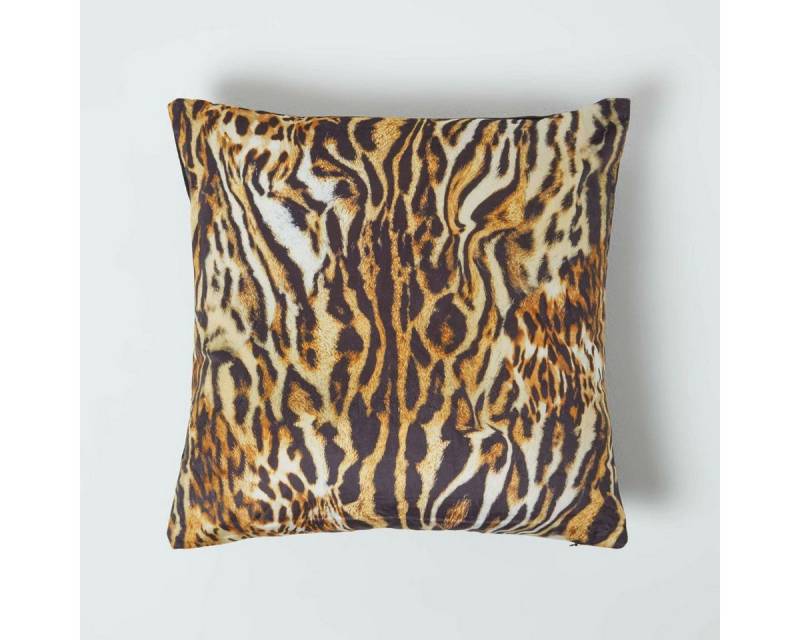 Homescapes Kissenhülle Samt-Kissenbezug mit Animal Print – Tigermuster, 46x46 cm von Homescapes