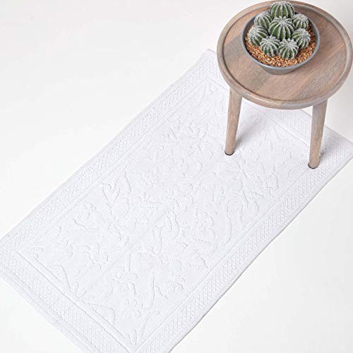 Homescapes Klassischer Jacquard Muster Teppich weiß Vorleger 90 x 150 cm 100% Reine Baumwolle von Homescapes