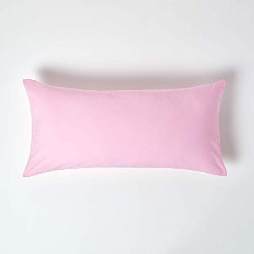 HOMESCAPES Perkal Kissenbezug 40x80 cm rosa, Kissenhülle mit Reißverschluss, 100% ägyptische Baumwolle, Fadendichte 200 von Homescapes