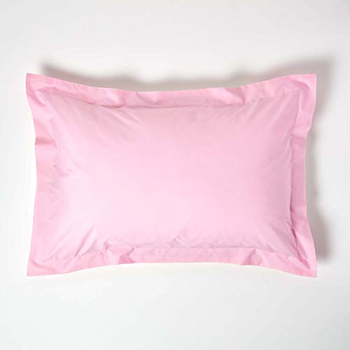 HOMESCAPES Perkal Kissenbezug rosa mit Stehsaum & Hotelverschluss 48x74 cm, 100% ägyptische Baumwolle, Fadendichte 200 von Homescapes