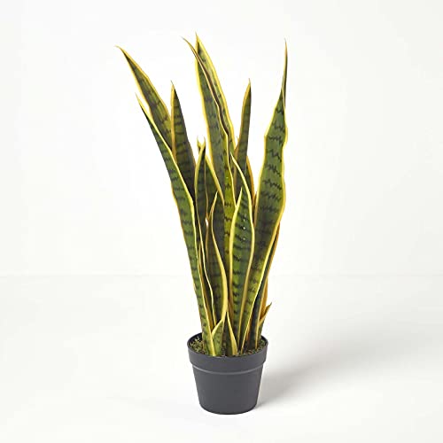 HOMESCAPES Kunstpflanze Sansevieria Trifasciata, künstlicher Bogenhanf/Schwiegermutterzunge im Topf, grün-gelb, dekorative künstliche Sukkulente für den Indoor-Bereich, 74 cm hoch von Homescapes